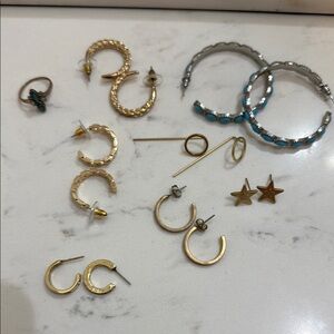 Gold and Silver Hoop Earrings Set